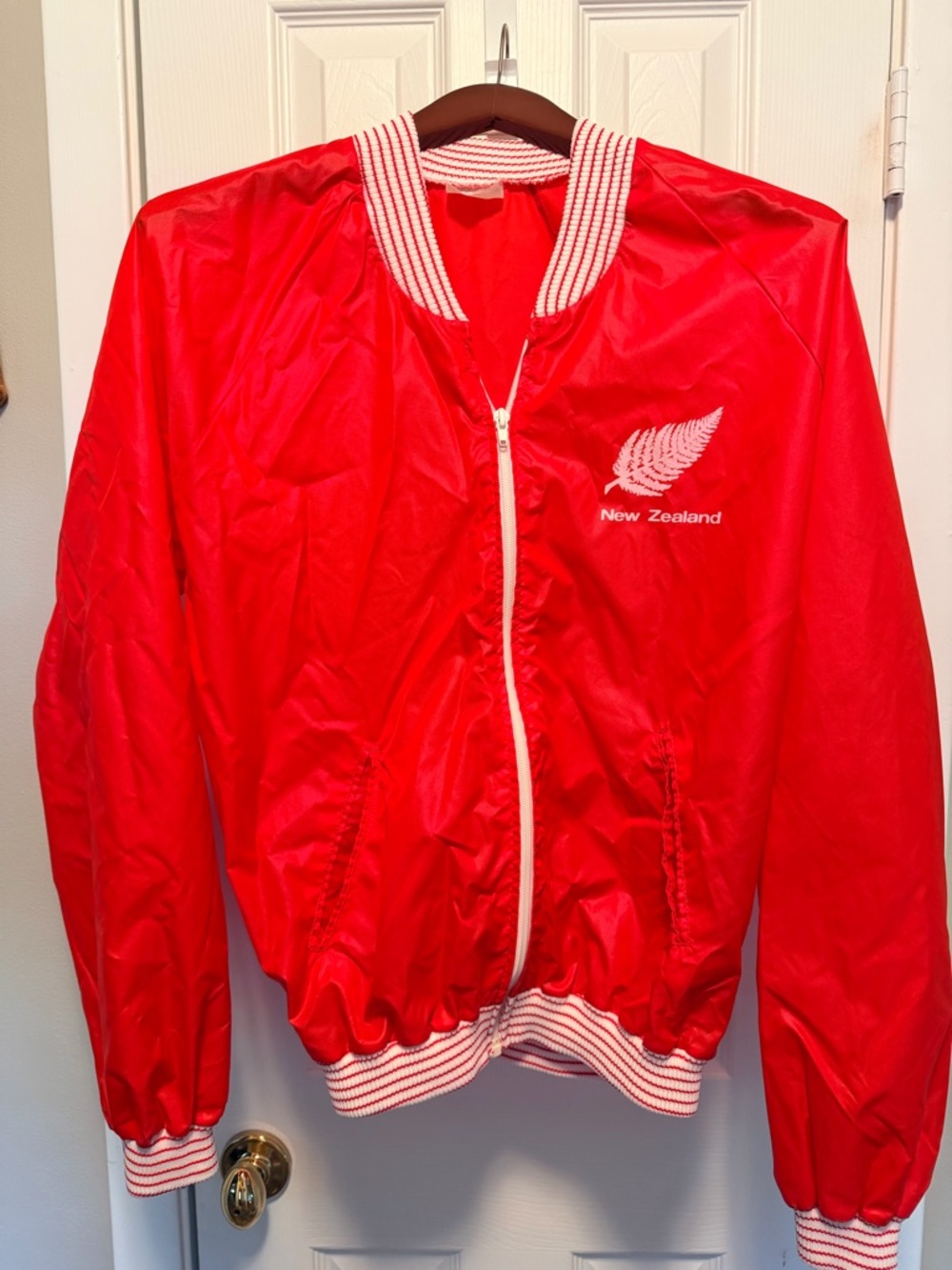 Red New Zealand Bomber Jacket with White Fern